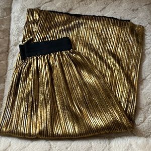 Gold midi pleated skirt